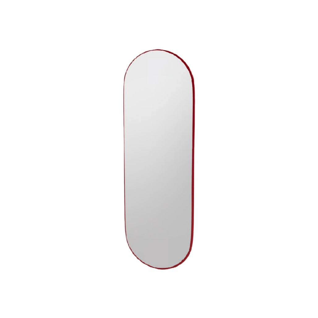 Elegant Full-Length Oval Mirror with Red Frame